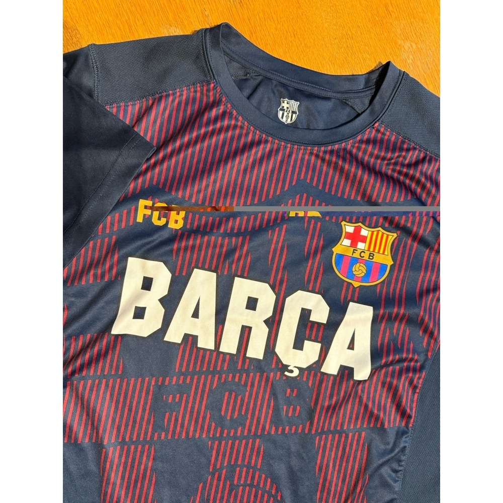 FC Barcelona Barca Shirt Mens Large Navy Red Soccer Futbol Performance Tee